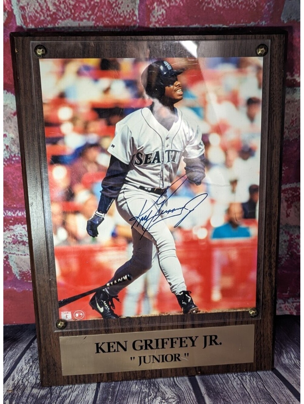 Ken Griffey Jr Seattle Mariners Signed Autographed Photo Picture Plaque 14"Wood